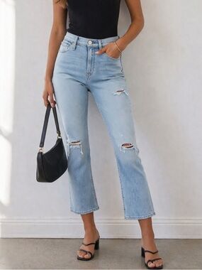 Hudson Holly Cropped Boot-Cut Ripped Jeans‎ Size 28 Minimalist Casual Effortless